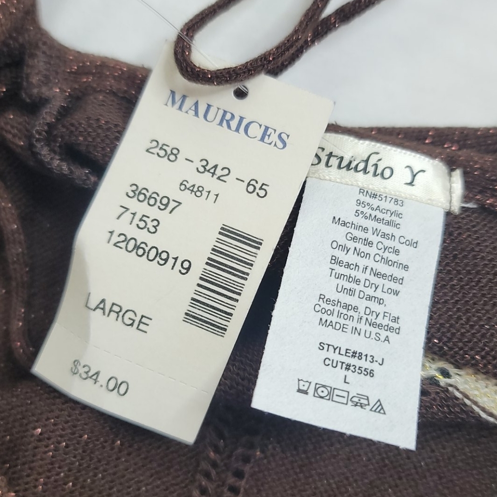 Maurices Studio Y brown top sz Large NWT - Picture 10 of 12